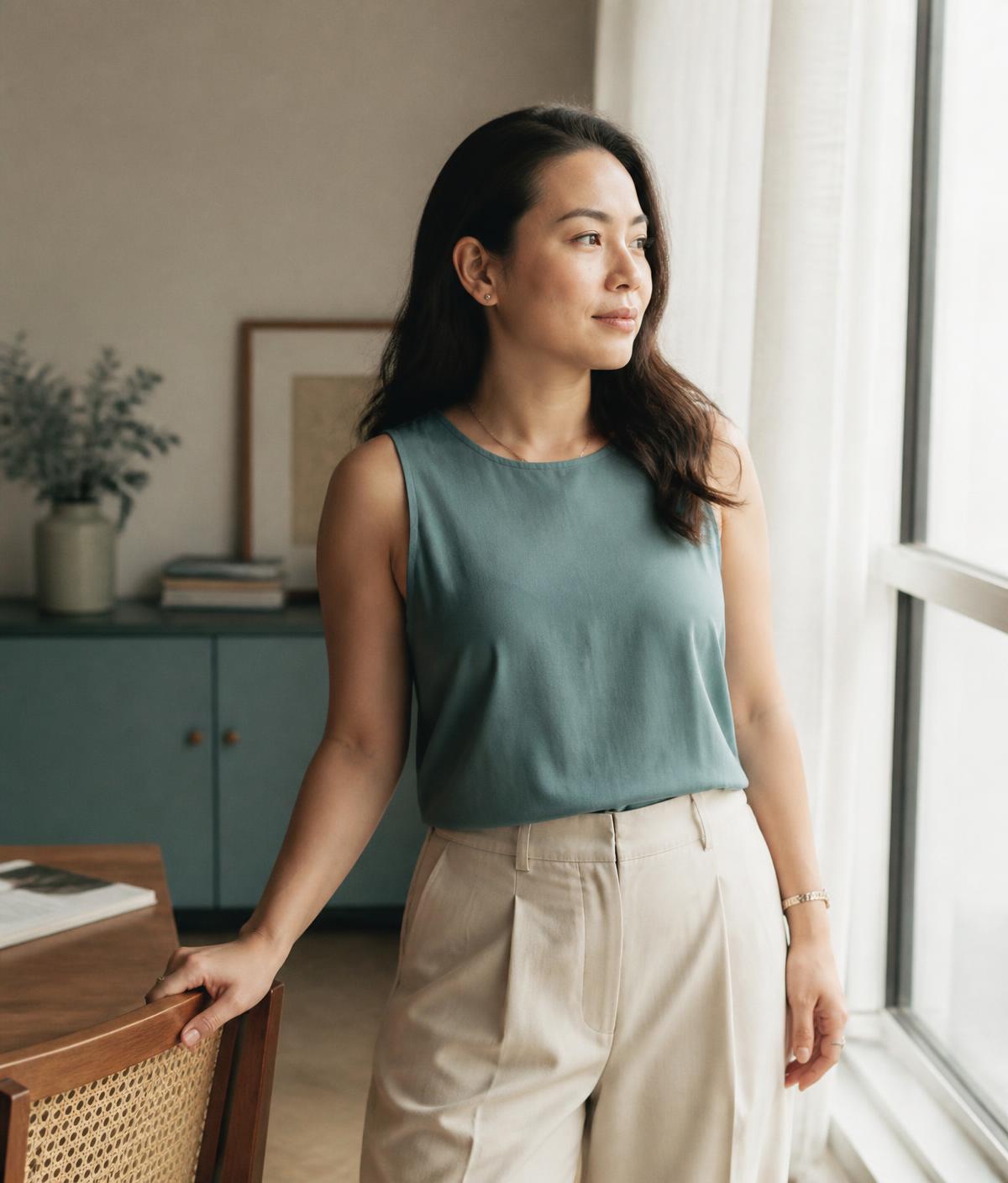 A young woman in conversation during a consultation